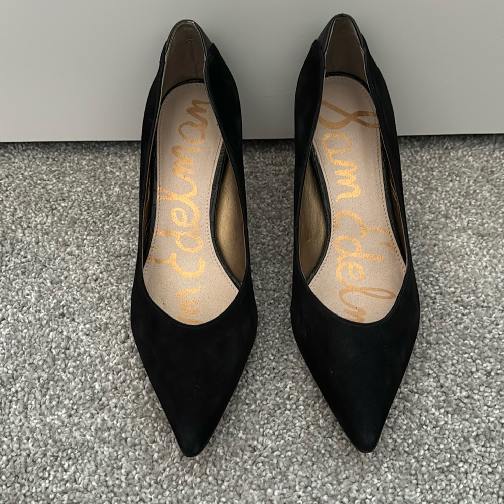 Sam Edelman suede black heels pointed toe size 7.5